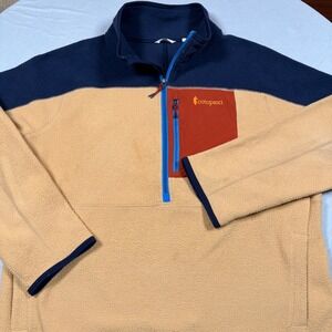 Cotopaxi Pullover Mens XL Teca Fleece Navy Tan Rust Colorblock EUC